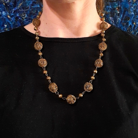 VINTAGE 'GOLD TUMBLEWEED' NECKLACE - Picture 6 of 6